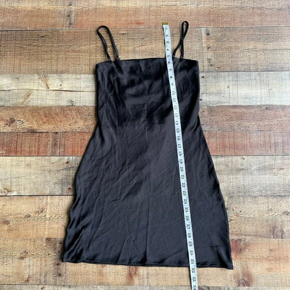 Princess Polly Sleek Black Spaghetti Strap Lace Up Back Mini Dress Size 6 - Picture 3 of 11